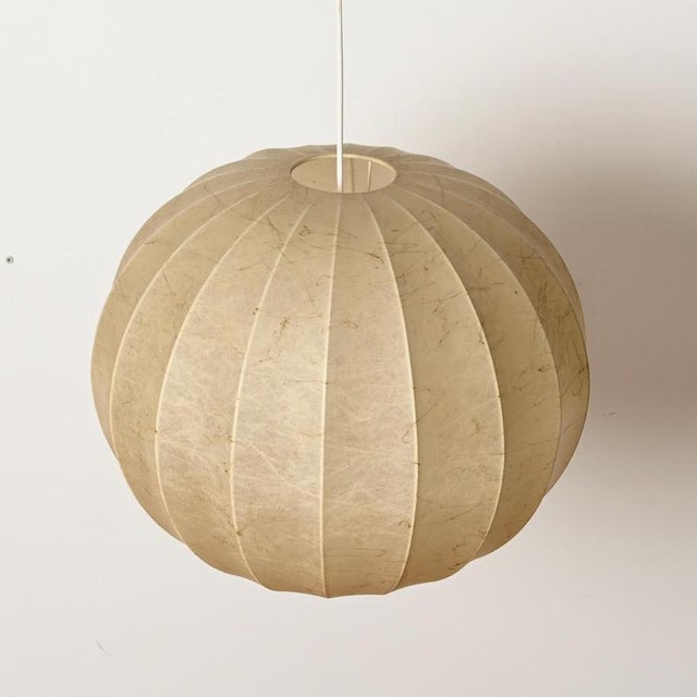 Large Beige Round Cocoon Pendant Light by Achille Castiglioni for Flos, 1960s For Sale - Image 9 of 14