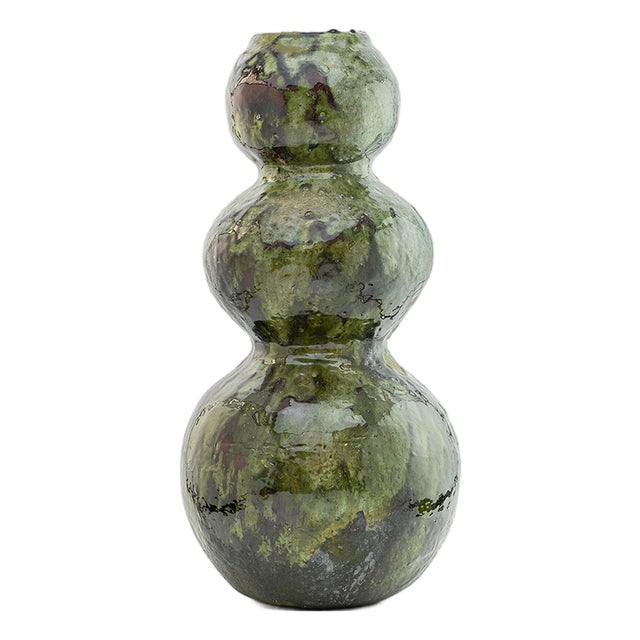 Handcrafted Sculpture with Tamegroutes Green Glaze by Azele Studio For Sale