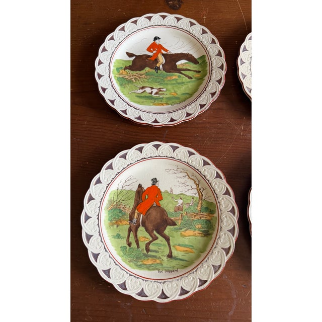 A Very Fine Set of 6 Wedgwood Equestrian and Fox Hunting Scene Plates, Circa 1920's For Sale - Image 17 of 17