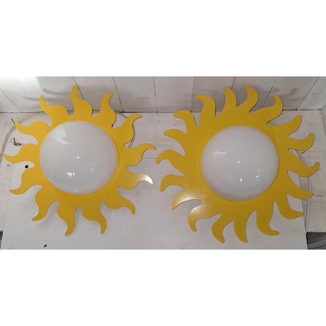 Vintage Ceiling Lamps with Plastic Mounting, Metal Frame and Glass Shade, 2000s, Set of 2 For Sale - Image 6 of 7