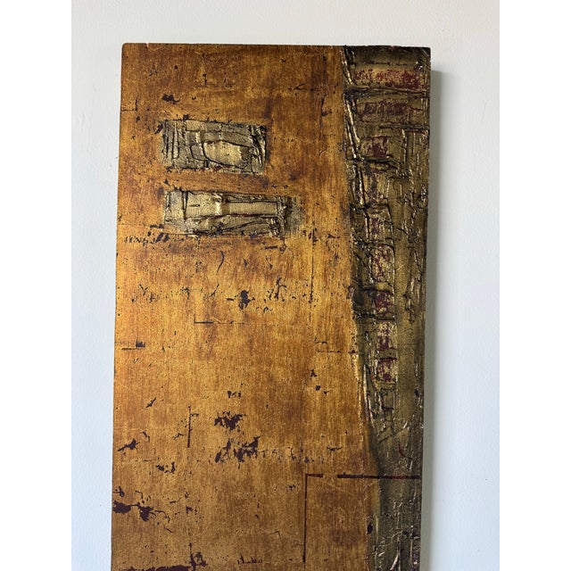 1990s Vintage Mixed Media Textured Expressionist Abstract Painting on Wood Panel – Unsigned For Sale - Image 5 of 10