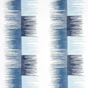 Schumacher Sunburst Stripe Embroidery Fabric, Blue