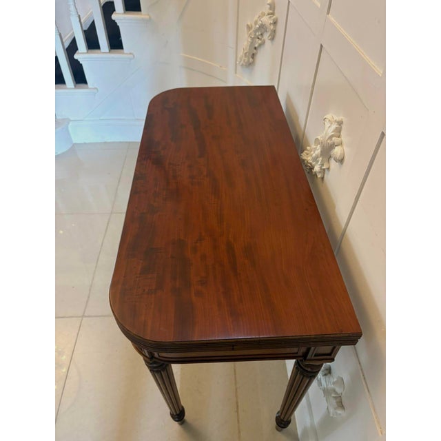 Wood George III Mahogany Reeded Legs Fold Over Top Hall Card Console Table by Gillows, 1780 For Sale - Image 7 of 13