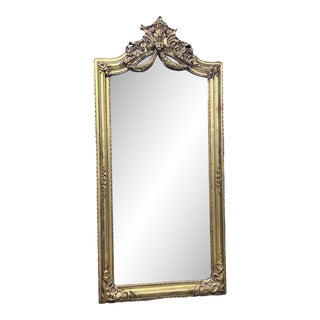 Vintage European Ornate Gold Gilded Floor Length Mirror For Sale