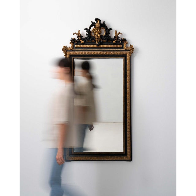 19th Century 19th Century France Napoleon III Gold Wood Mirror For Sale - Image 5 of 11