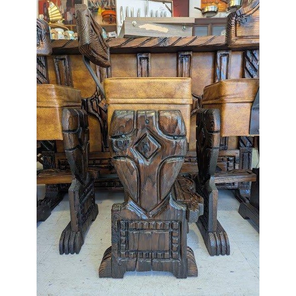 1970s Hand Carved Witco Bar and Bar Stool Set For Sale - Image 9 of 12