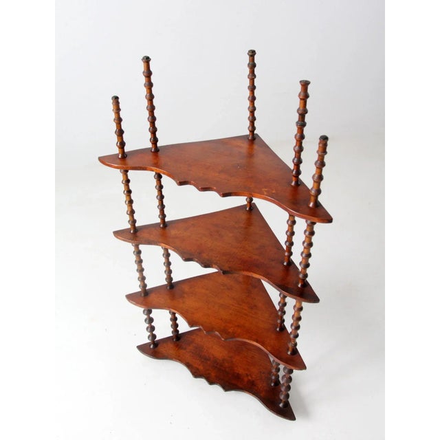 Antique Folk Art Spool Corner Shelf For Sale - Image 4 of 11