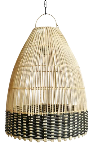 Wicker Tux Weave Organic Modern Pendant Light Small