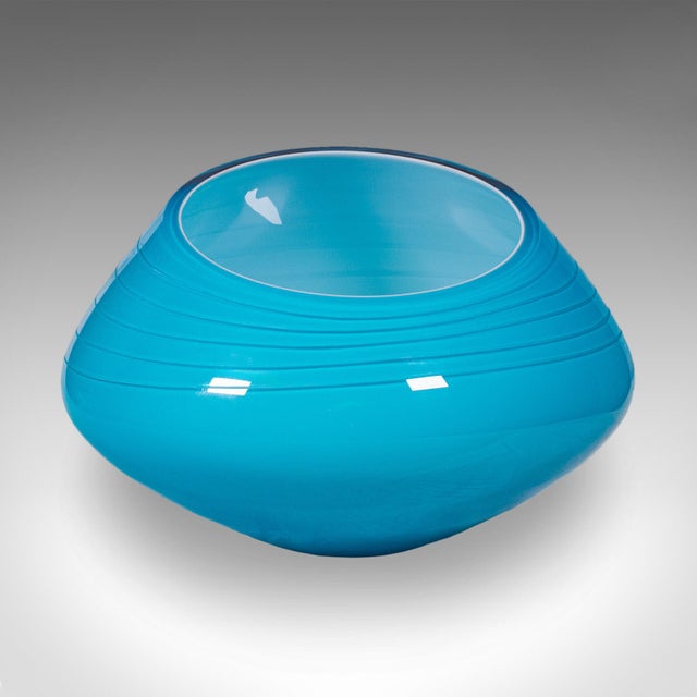 This is a vintage display bowl. An English, art glass fruit dish, dating to the late 20th century. Superb colour to this...