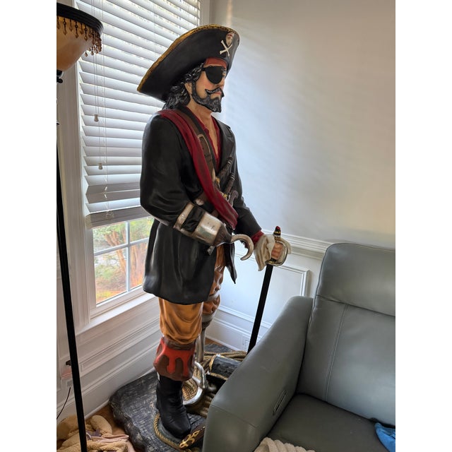 Contemporary Rare Handpainted Captain Hook Life Size Pirate Statue For Sale - Image 4 of 11