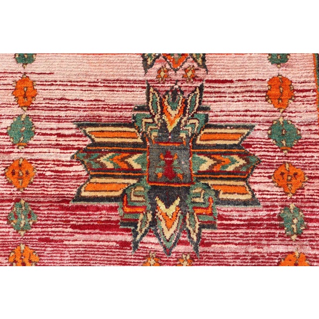 Vintage Caucasian Kazak Rug With Tribal Medallions in Pink and Orange 3'9 X 5'9 For Sale - Image 9 of 11