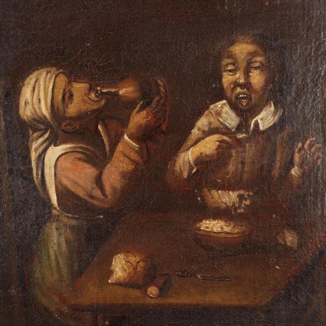 Scene of Tavern, Oil on Canvas, Framed For Sale - Image 5 of 12