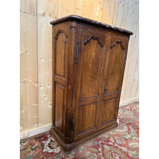 Louis XIV Style Plinth Wardrobe in Oak and Marble For Sale - Image 3 of 9