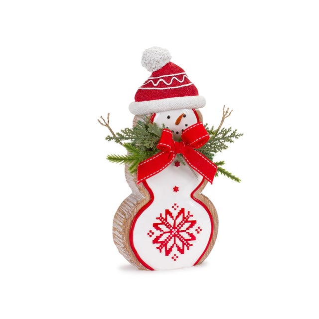 Bring festive charm to your holiday setting with this delightful set of Nordic Snowman Figurines. Crafted from durable...