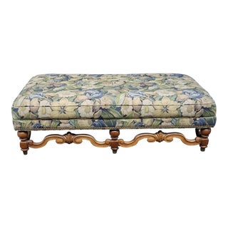 Oversized Fruitwood & Floral Ottoman For Sale