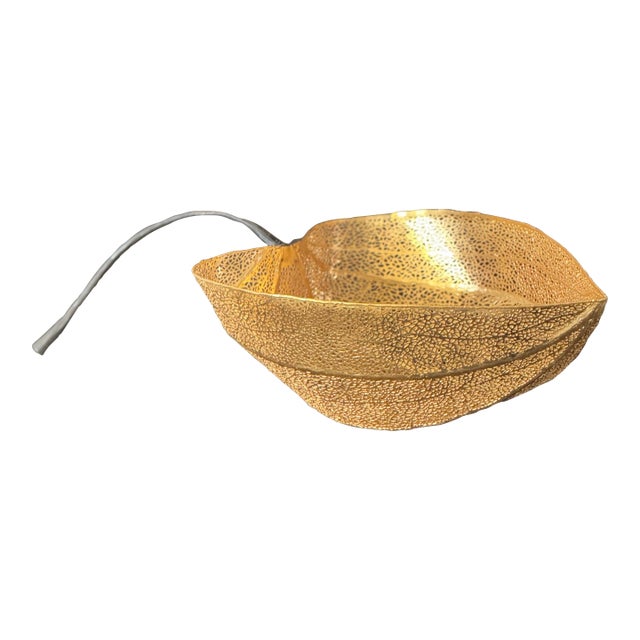 Large Michael Aram Gooseberry Pierced Bowl in Gold 21-22" L X 10.5"d X 4.75"h For Sale