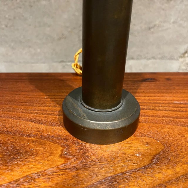 For your consideration, Vintage single table lamp military bullet artillery shell designed in patinated bronze No shade is...