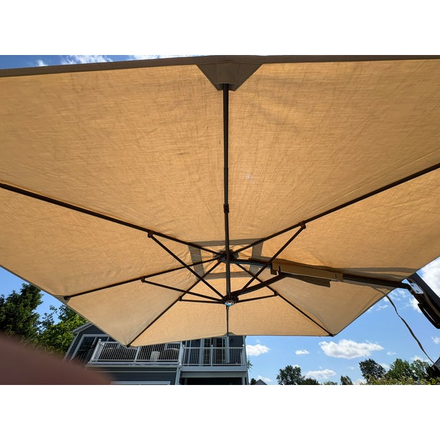 Tuuci® Ocean Master Cantilever Umbrella – 10' Square Bronze | Marine-Grade Canvas | 600 Lb Freestanding Base For Sale - Image 9 of 18