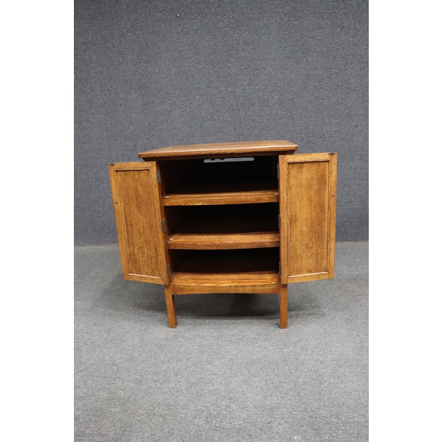 Mission Arts & Crafts Style Quarter-Sawn Oak Media Cabinet With Emile Gallé Inspired Marquetry Inlay For Sale - Image 14 of 15