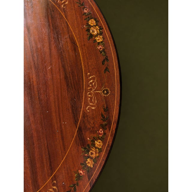 Auburn Antique Edwardian Sheraton Revival Hand-Painted Mahogany Cherub Occasional Table For Sale - Image 8 of 13