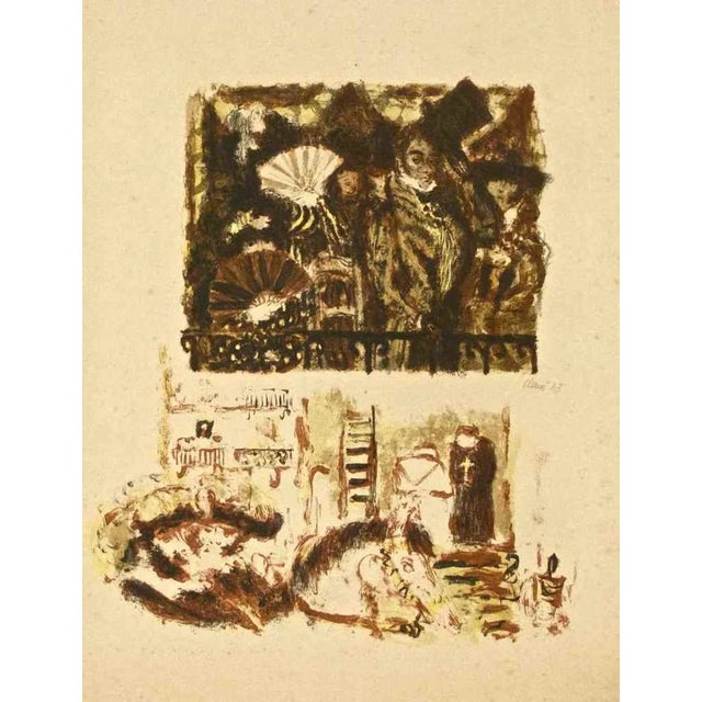 Nobleman and Figures in Landscape - Original Lithograph by A. Clavé - 1943 1943 For Sale