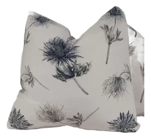 Fabricut "Sophies Thistles" Steel Turkish Corners Down Filled Pillow
