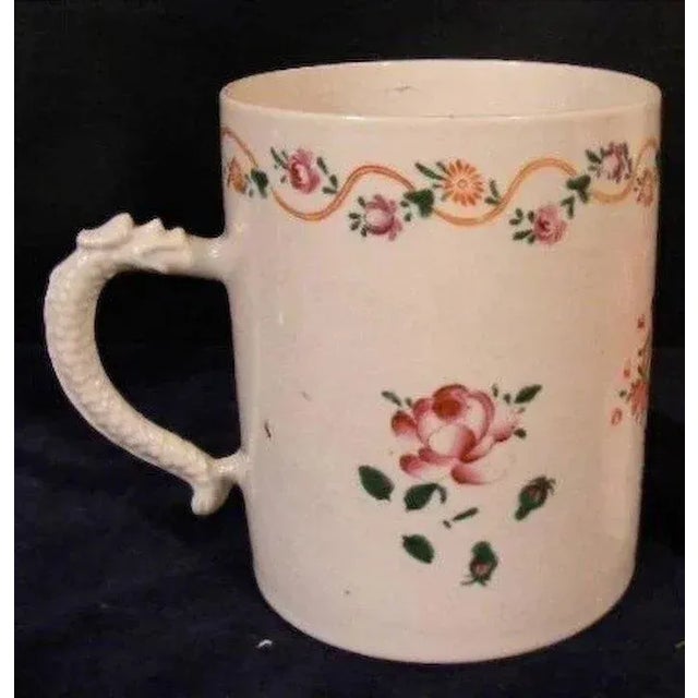 Chinese Large 19th Century Chinese Export Porcelain Tankard Mug in Famille Rose Palette For Sale - Image 3 of 11