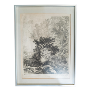 17th Century Copper Engraving Old Master Landscape Print by Herman Van Swanevelt "The Mountain"