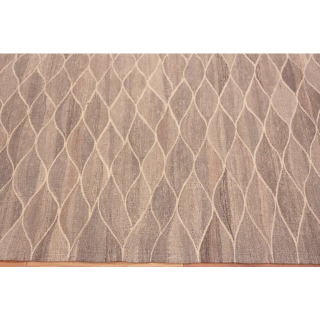 An Artistic More Tribal Design Neutral Earthy Color Long and Narrow Size Modern Hallway Flatweave Runner Kilim Rug,...