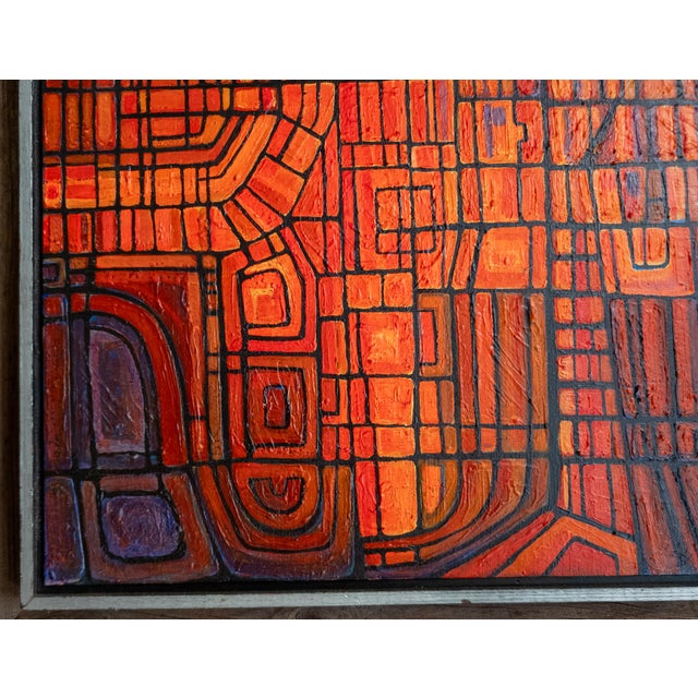 Mid-Century Modern Colorful Geometric Abstract Oil Painting For Sale - Image 13 of 18