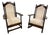 Vintage Jacobean Revival or Tudor Style Barley Twist Oak Armchair and Rocker Set For Sale