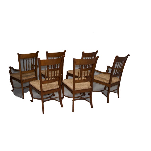 1990s Vintage Baker Furniture Milling Road Dining Chairs Set of 6