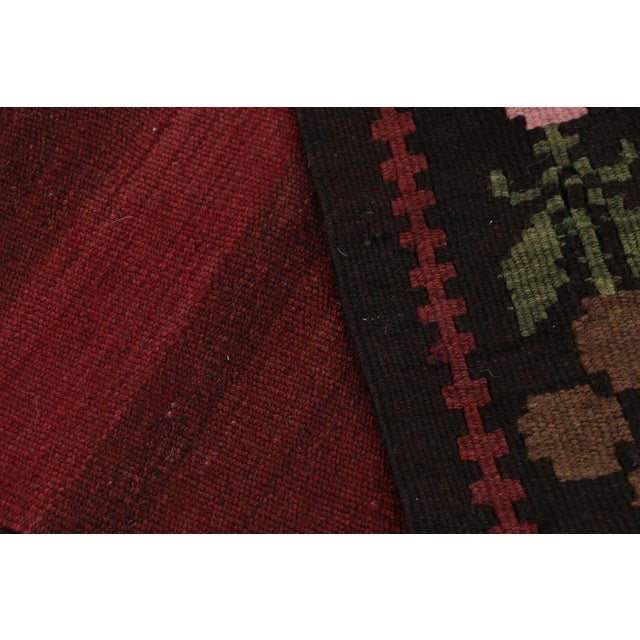 Mid Century Vintage Kilim Red Gray Medallion Floral Rug For Sale - Image 10 of 10