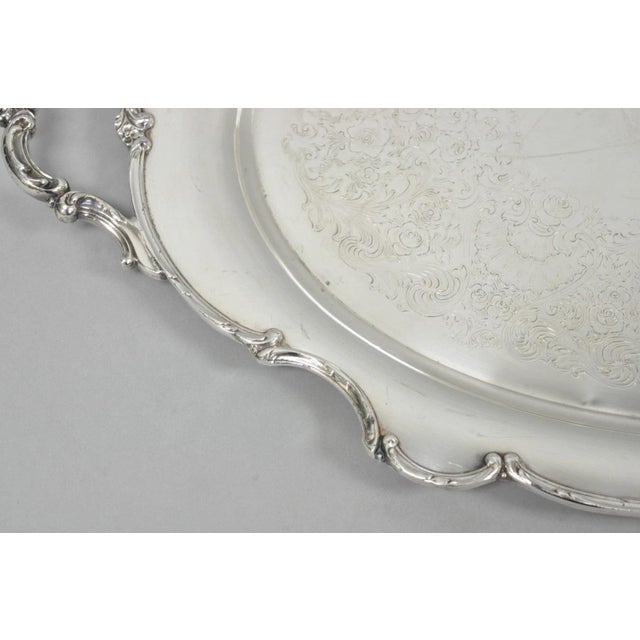 Vintage 1847 Rogers Bros "Reflection" Silver Plated Oval Serving Platter Tray For Sale In Philadelphia - Image 6 of 14