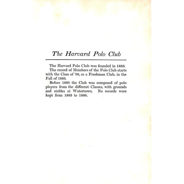 1900 - 1909 "Harvard Polo Club 1883-1905" For Sale - Image 5 of 9