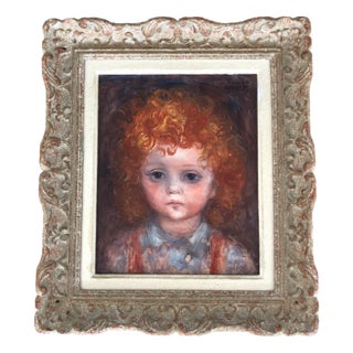 Lucien Moretti, Fillette aux boucles rousse, Oil on Canvas, Framed For Sale
