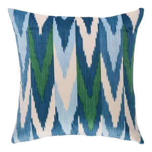 Schumacher Kashgar Velvet Ikat 20" Pillow in Peacock & Emerald