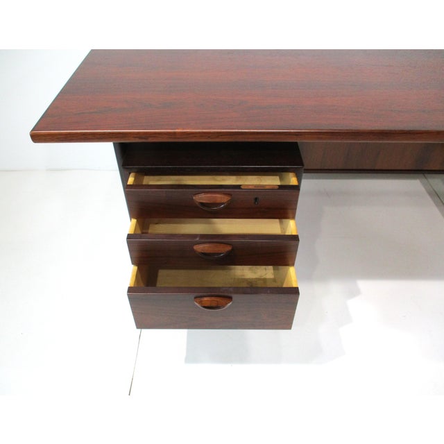 Wood Kai Kristiansen Executive Rosewood Desk for Feldballes Denmark For Sale - Image 7 of 17