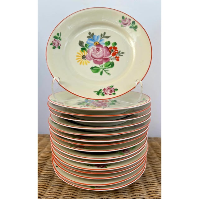 The sweetest floral plates. c. 1920s J. Seltmann Vohenstrauss, Bayern (Bavaria) Art Deco Era Hand Painted Dessert Plates....
