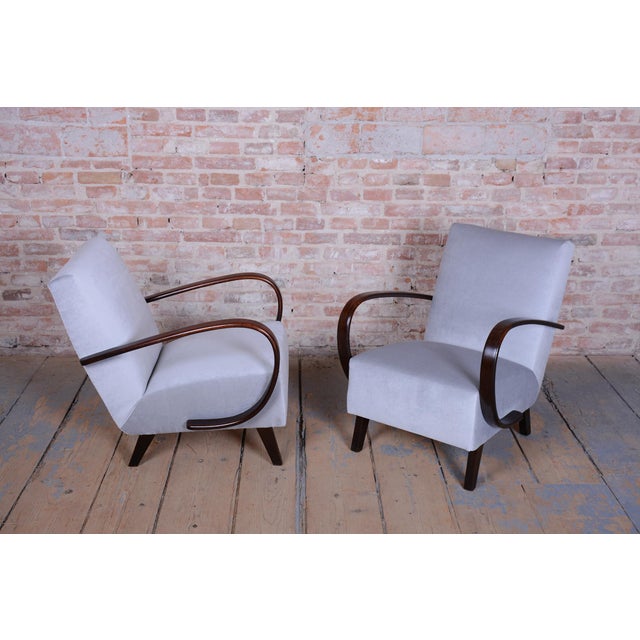 Wood Czech Art Deco Model C Lounge Chairs attributed to J. Halabala for Up Závody, 1930s, Set of 2 For Sale - Image 7 of 11