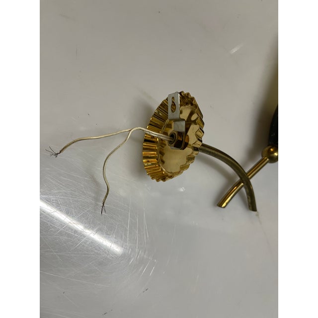 Metal Italian Glass & Brass Wall Sconces in the style of Stilnovo, 1960s, Set of 2 For Sale - Image 7 of 12