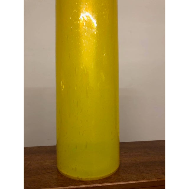 American James Mongrain Yellow Glass Tall Cylinder Vase For Sale - Image 3 of 12