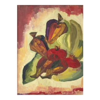 Still Life - Original Oil on Board by E. Sardini - 1972 1972 For Sale