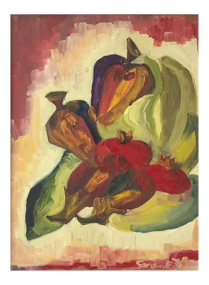 Still Life - Original Oil on Board by E. Sardini - 1972 1972
