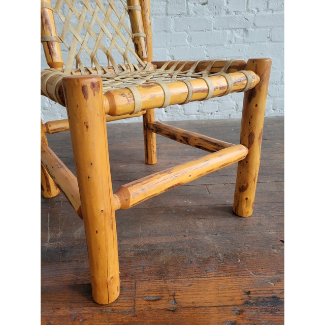 1940s Rustic Pine Log & Rawhide Side Chair For Sale - Image 10 of 15