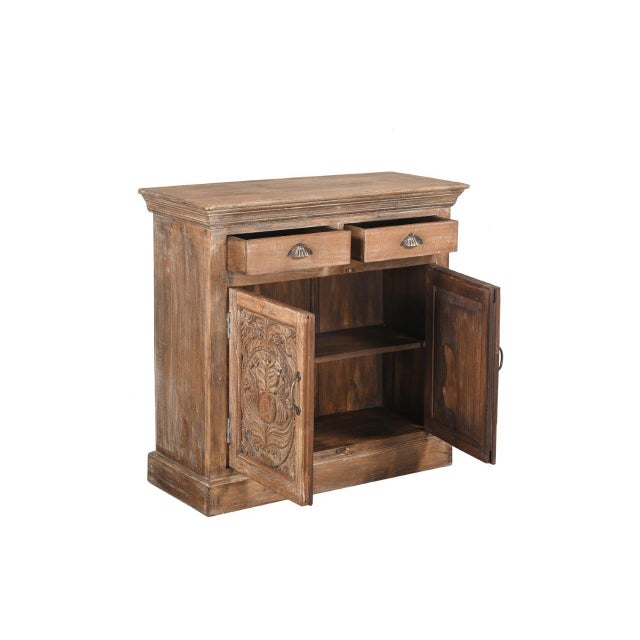 Cabinet/Buffet Constructed From Antique Indian Carved Door Panels and Reclaimed Wood For Sale - Image 4 of 5