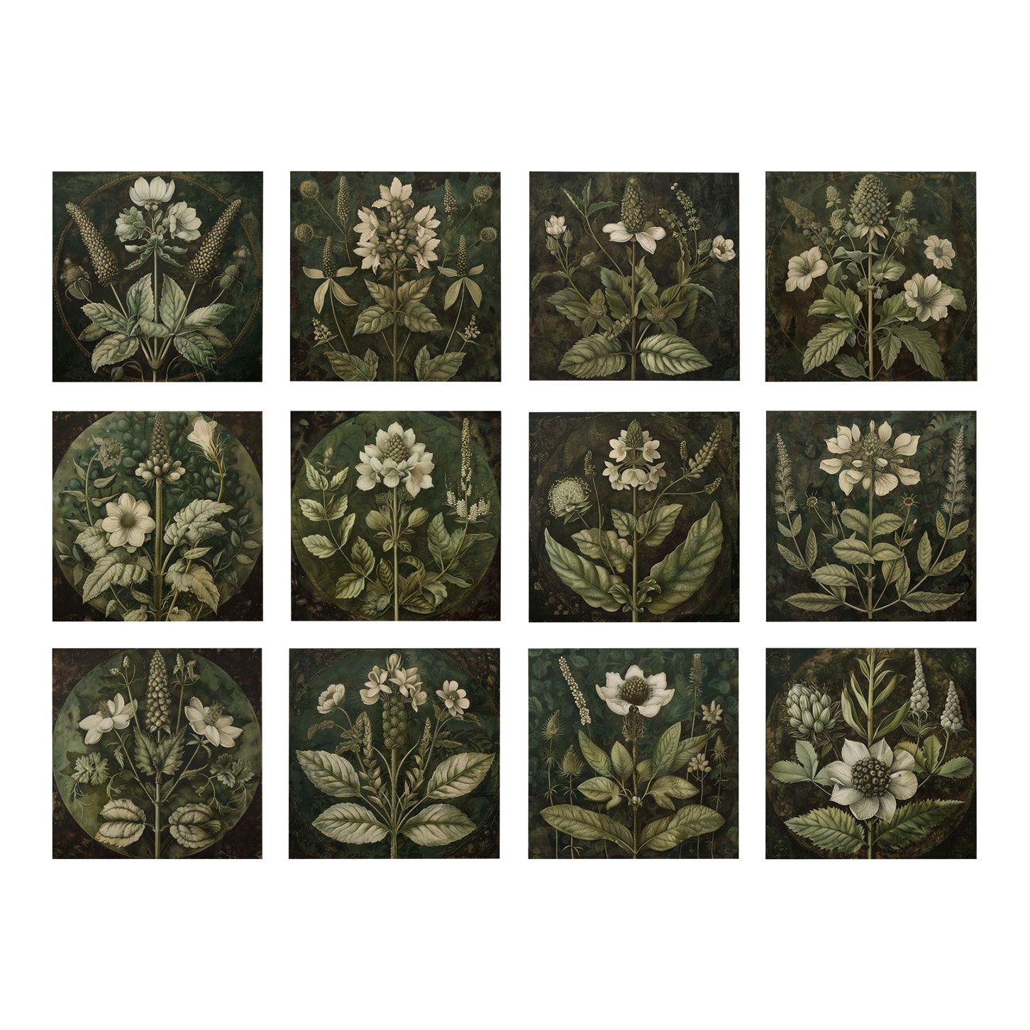 Set of 12 - 72' X 54' Gallery Wall Installation Original Botanical ...