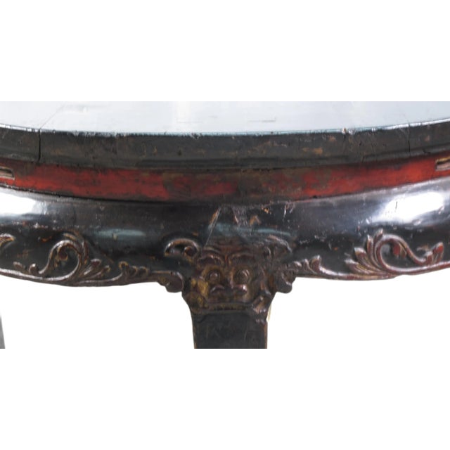 Antique Chinese Round Black Accent Table For Sale In Greensboro - Image 6 of 9