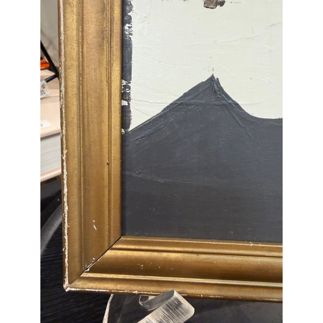 Original Petite Modern Abstract Painting in Antique Gold Frame For Sale - Image 4 of 8