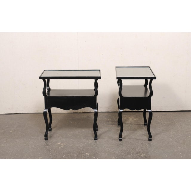 Wood French Mid-Century 2-Tier Black End Tables For Sale - Image 7 of 12